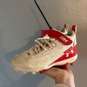 Under Armour Kids' Cream and Red Sneakers